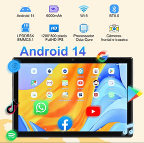🔷 Tablet 10.1” Full HD IPS | 128GB + 6GB RAM | Android 13 | Dual Chip | 6000mAh 🔥 + BRINDE: Capinha e Teclado