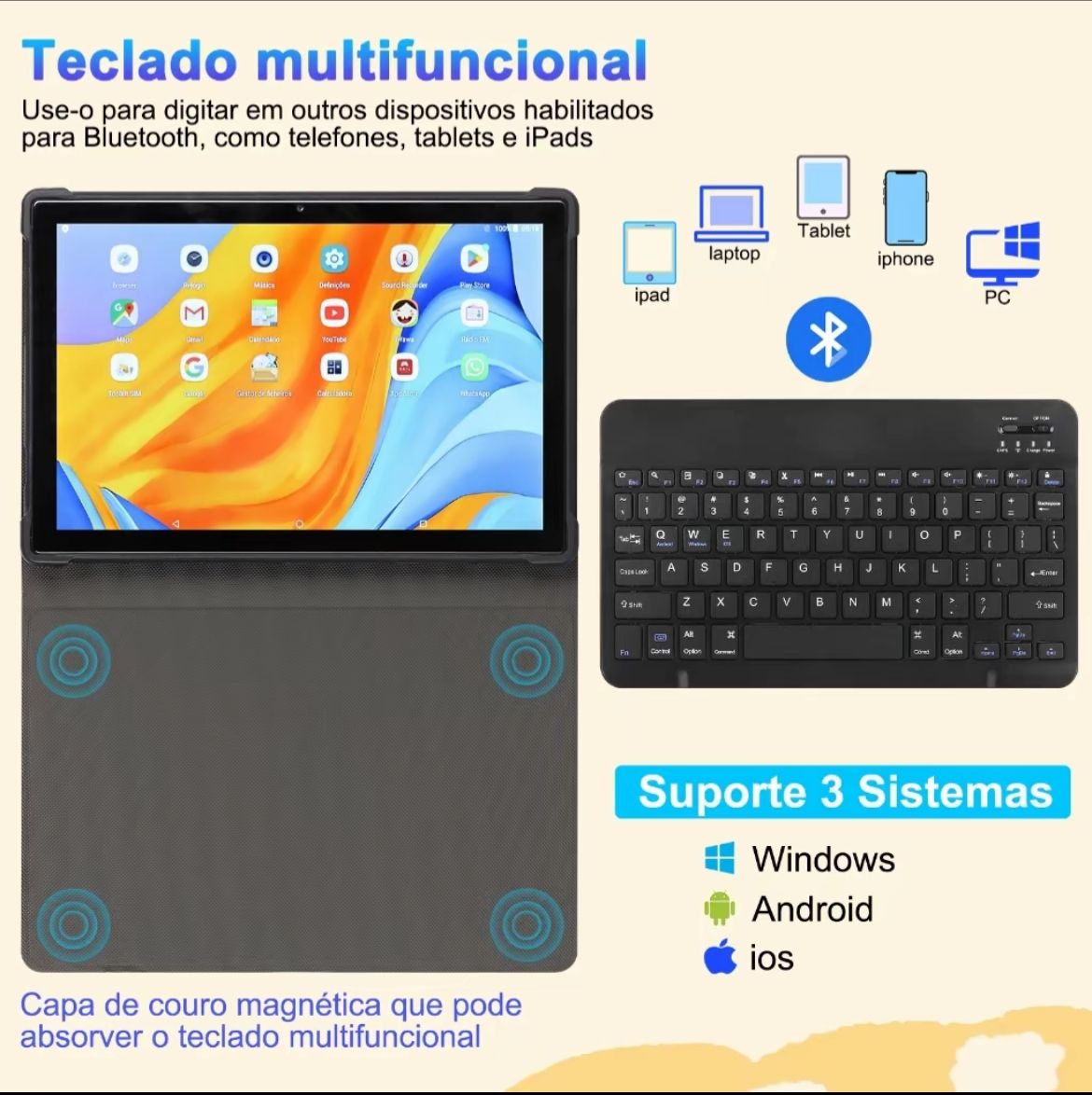 🔷 Tablet 10.1” Full HD IPS | 128GB + 6GB RAM | Android 13 | Dual Chip | 6000mAh 🔥 + BRINDE: Capinha e Teclado